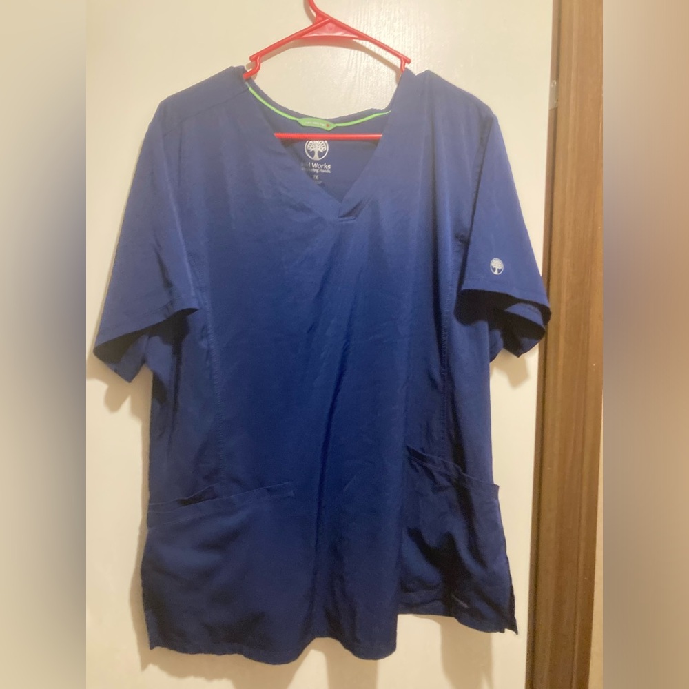 Healing Hands Navy Blue Unisex Short Sleeve scrub top